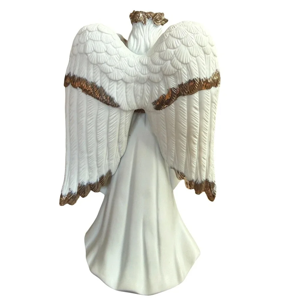 Vintage Traditions Porcelain Angel Figurine - Boxed Gold Accent Mandolin Decor
